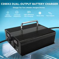 Chargeur de batterie professionnel C200X2 à charge rapide pour drones robots intelligents, conception économe en énergie, double port 54,6V4A