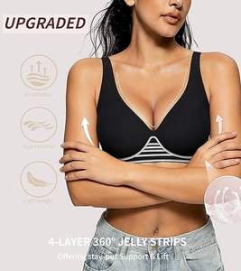 Sujetador Deportivo Sin Costuras para Mujer, <span class=keywords><strong>Push</strong></span>-Up, Escote Profundo en V, Sin Varillas, Bralette con Soporte, Cobertura Total, para Uso Diario - Product Image 4