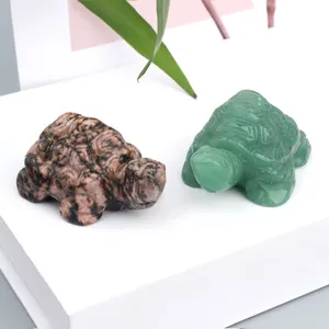 แกะสลักเต่าเต่าหินสีเขียวรูปสัตว์คริสตัลขนาด2นิ้วสำหรับฮวงจุ้ย