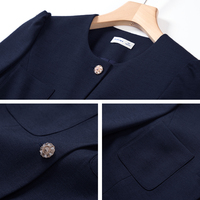 Costume professionnel d'été à manches courtes pour femme, idéal pour les trajets quotidiens et les entretiens, coupe ajustée, infroissable, élégant et tendance, col rond boutonné