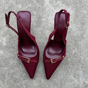 Nuevas Sandalias de Tacón Alto de Verano para Mujer, Estilo Francés, Parte Superior de Terciopelo, Tacón Delgado de 6-8 cm, Punta Puntiaguda, Correa con Hebilla, Hermosas - Product Image 6