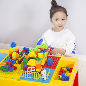 다기능 플라스틱 어린이 빌딩 블록 유치원용 레고 크기 입자와 호환되는 테이블 의자 세트 - Product Image 3