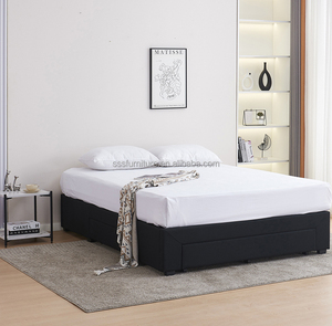 Каркас мягкой кровати с ящиками для хранения, прочная поддержка, льняная тканевая основа для кровати для взрослых - Product Image 6