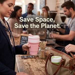 Collapsible Silicone Cup Portable Travel Mug Folding Water Bottle Straw Cap Microwave Dishwasher Safe <b>Drinkware</b> - Product Image 3