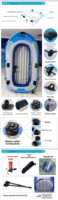 Bateau pneumatique Yingtai YT-099 de 1,2 mm d'épaisseur en PVC écologique compatible avec les moteurs ; Dinghy de pêche pour 4 personnes, idéal pour la dérive