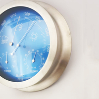 Thermomètre anéroïde 3-en-1, hygromètre, baromètre, 228 mm, acier inoxydable, cadran bleu, pointeur personnalisable, OEM, usage industriel, 3 ans