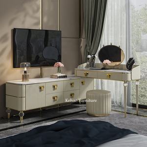 Table de toilette de luxe avec tiroirs, meubles de chambre à coucher, meuble TV avec rangement et combinaison table de toilette - Product Image 4