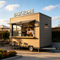 Café en conteneur maritime préfabriqué de 20 pieds avec fenêtre de service, étagère de cuisine et éclairage LED pour café de rue ou bar