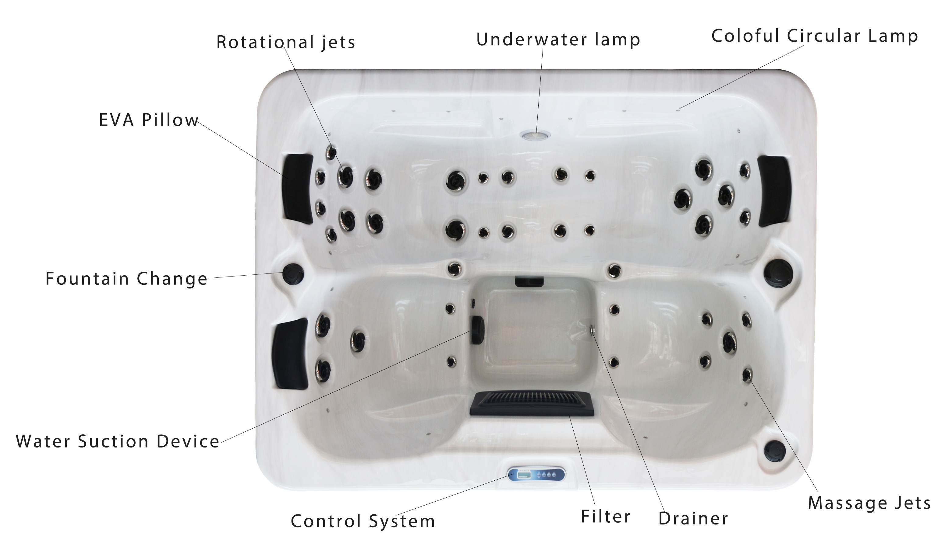 3 Seats Hydro Massage Backyard Hot Tubs Outdoor Spa Bathtub With 30 Jets