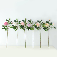 Bunga Mawar Sutra Austin Rose Artificial 3 Kepala, Lembut, Melembapkan, Gaya Nordic, Dekorasi Ruang Tamu Pernikahan, Buket Mawar