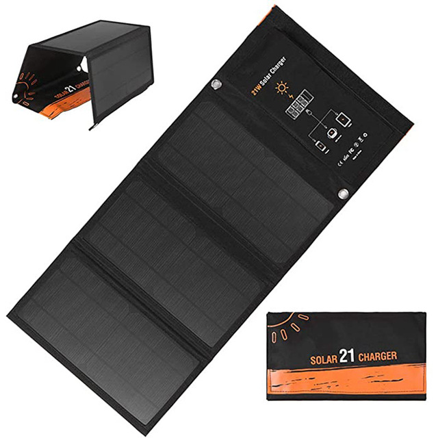 2023 New Design Portable 21W Solar Panel for Camping Outdoor Adequate Supply of Factory Direct Sales