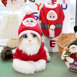 Cute Animal Christmas Pet <b>Clothes</b> Red With Black Belt Cotton-Padded Coats <b>For</b> <b>Cats</b> And Dogs - Product Image 1