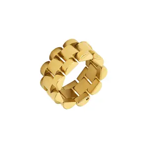 MICCI Dainty – bijoux de mode empilables en acier inoxydable plaqué or 18K, bracelet de montre large, chaîne à maillons, bague en métal épais