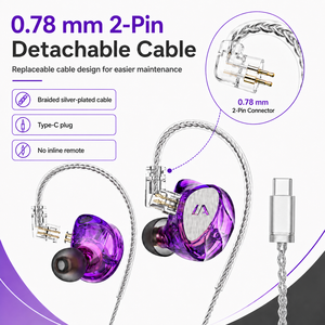 Écouteurs intra-auriculaires professionnels filaires Type-C avec micro, transducteur dynamique 10 mm, HiFi, pour musique, jeux et streaming en direct - Product Image 4