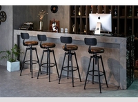 Tabourets de bar rotatifs de design industriel moderne et luxueux en bois massif et fer pour hôtels, restaurants, cafés, chambres, centres commerciaux