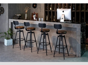 <span class=keywords><strong>Sgabelli</strong></span> da <span class=keywords><strong>Bar</strong></span> Girevoli di Design Industriale Moderno di Lusso in <span class=keywords><strong>Legno</strong></span> Massello <span class=keywords><strong>e</strong></span> <span class=keywords><strong>Ferro</strong></span> per Hotel, Ristoranti, Caffetterie, Camere da Letto, Centri Commerciali - Product Image 3