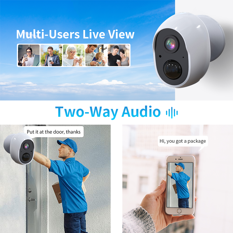 Tuya PIR Motion Detection Smart Wifi Camera 1080p HD Night Vision Wireless Battery Security Camera