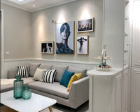 Peinture sur toile abstraite industrielle moderne, cadre en alliage d'aluminium, minimaliste noir et blanc, porcelaine cristalline, salon