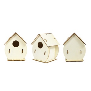 Çocuklar için basit ahşap DIY kuş evi boyama evi özelleştirilmiş ahşap el sanatları ev - Product Image 5