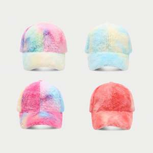 Winter New Arrival Fashion Women Trendy Hat <b>Tie</b> Dye Ombre Colour Furry Baseball Cap - Product Image 1