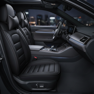 Goedkope elastische 3D 360 graden volledig omhullende slijtvaste lederen universele autostoelhoezen, complete set - Product Image 3