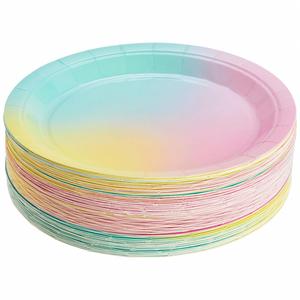 Modern Style Rainbow Pastel Paper <b>Plate</b> Set 9-inch Tableware for Party Decorations Hot Selling for Thanksgiving and Ramadan - Product Image 3