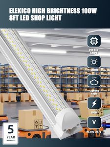 Barre lumineuse <span class=keywords><strong>LED</strong></span> connectable 18w - 100w <span class=keywords><strong>Tube</strong></span> T8 2700K - 6500k Lampes de magasin 2FT/3FT/4FT/5FT/6FT/8FT <span class=keywords><strong>pour</strong></span> <span class=keywords><strong>garage</strong></span>, sous-sol, entrepôt - Product Image 3