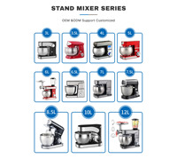 Batteur sur socle électrique 1000W 5L avec bol en acier inoxydable, 6 vitesses, tête inclinable, classe A en termes d'efficacité énergétique, pour la pâtisserie, la pâte et les gâteaux
