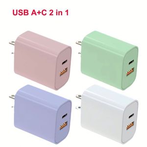 อะแดปเตอร์ชาร์จไฟแบบติดผนัง Universal 2 พอร์ต USB QC 3.0 Type C 20W ชาร์จเร็วสำหรับอุปกรณ์มือถือ - Product Image 2