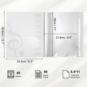 LISI Plastic A4 Size <strong>40</strong>/80 <strong>PP</strong> <strong>Pockets</strong> Music Sheet File Paper Storage <strong>Folder</strong> Documents Holder for Concert Choirs Blank Sheet - Product Image 2