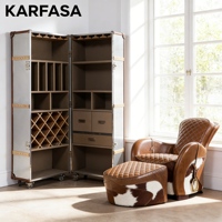Meuble de rangement à vin en bois haut et décoratif à plusieurs tiroirs pour le salon, style rétro américain