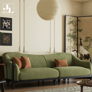 Französisch Stil Villa Wohnzimmer 3 Sitz Vintage <span class=keywords><strong>Sofa</strong></span> Hotel Holzrahmen Grün Stoff Bequeme Sof amöbel - Product Image 4