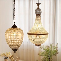 Lustre Classique Américain Vintage en Cristal K9, Style Rétro Français Créatif, en Fer Doré, avec Télécommande LED, Éclairage en Forme de Montgolfière