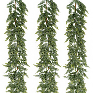 Guirlande artificielle Weida en cèdre et cyprès 886, décoration de Noël pour la maison, en rotin et aiguilles de pin, pour cheminée et manteau de cheminée - Product Image 5