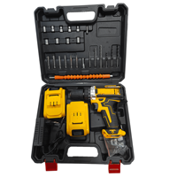 Perceuse sans fil Li-ion 21V, mandrin sans clé 10mm, outils puissants à une main avec embouts interchangeables, fonction antichoc, 24 pièces, DIY OEM