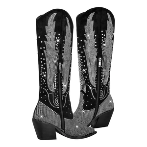<strong>Sparkly</strong> Black Cowboy <strong>Boots</strong> for Women Rhinestone Embellished Knee High Western <strong>Boots</strong> - Product Image 6