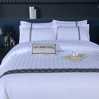 Sufang – Parure de lit 4 pièces en coton 120g, motif vertical double rayure satinée, qualité supérieure, respirante et écologique, taille Queen