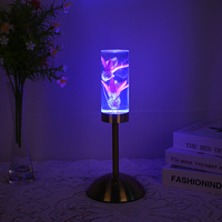 Nouvelle Lampe de Bureau LED en Acrylique avec Fleurs Préservées, Style Européen, Contrôle Tactile, Lumière Chaude Dimmable, Veilleuse pour Chambre