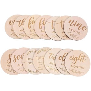Fabricante de Artesanías de Madera, Letrero de Anuncio de Nacimiento Hello World, Placa Redonda Moderna de Madera Grabada, Tarjeta de Hitos del Bebé - Product Image 6