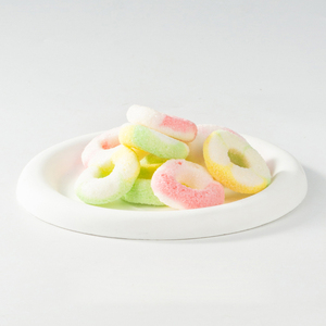 Caterpillar Fruity Freeze Dried Sugar Fruit Sour Sweet Crispy Snacks Gummy Candy Bulk Multi-Colored Rainbow Strip - Product Image 2