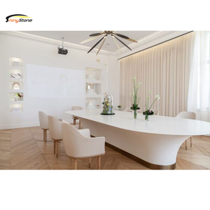 Diferencial de base de mesa de diseño corians superficie sólida piedra mesa de comedor - Product Image 4