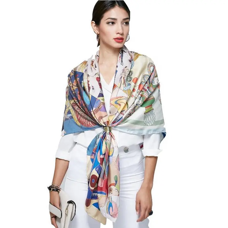 2023 Pure Zijde No Moq Digitale Print Custom Vierkante Vrouwen 100% Zijden Sjaal Voor Dagelijks Matching