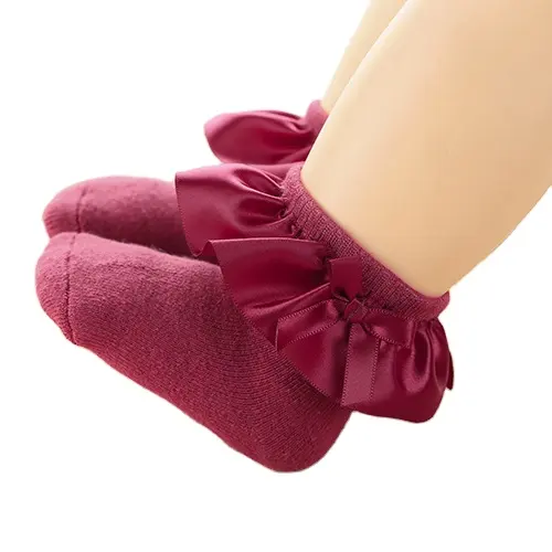 Chaussettes de princesse à volants avec nœud pour printemps et automne Chaussettes de danse fantaisie en coton respirant pour enfants et filles