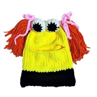 Masque de capuche en laine tricotée à la main, drôle et créatif, cornes de diable, bonnet monstre, couvre-casque de moto intégral, cagoule, chapeau au crochet