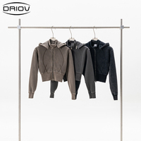 Jaket wanita, Jaket Wanita Hoodie pendek potongan pinggang dapat dilepas, jaket Zip-Up