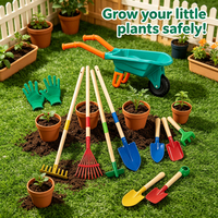 Jouets de jardin, ensemble d'outils de jardinage pour enfants, outils de jardin en métal véritable avec arrosoir, jouet d'extérieur pour tout-petits