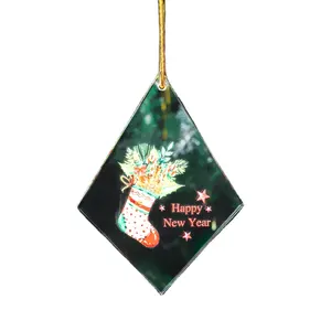 XQGJ-005 Laser gravé cristal maison décorations de noël pendentif drôle arbre de noël suspendus ornements