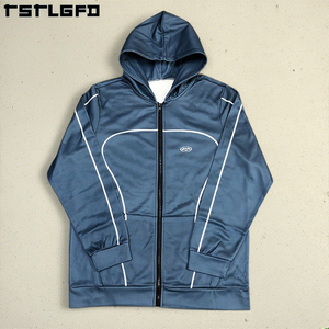 Tùy chỉnh Zip Up Retro Áo khoác bóng đá với đường ống trống Trọng lượng nhẹ <span class=keywords><strong>softshell</strong></span> Nylon theo dõi áo khoác áo gió người đàn ông - Product Image 3