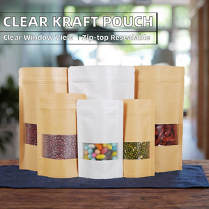 Sacs en papier kraft de qualité alimentaire avec fermeture éclair en plastique PE de 0,1 mm d'épaisseur pour noix, graines et sucettes - Product Image 4
