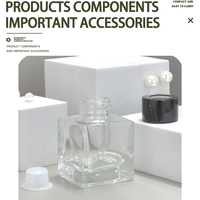 Vente en gros de flacons diffuseurs de parfum en verre transparent de 50 ml et 100 ml, flacons diffuseurs d'arômes carrés de luxe vides